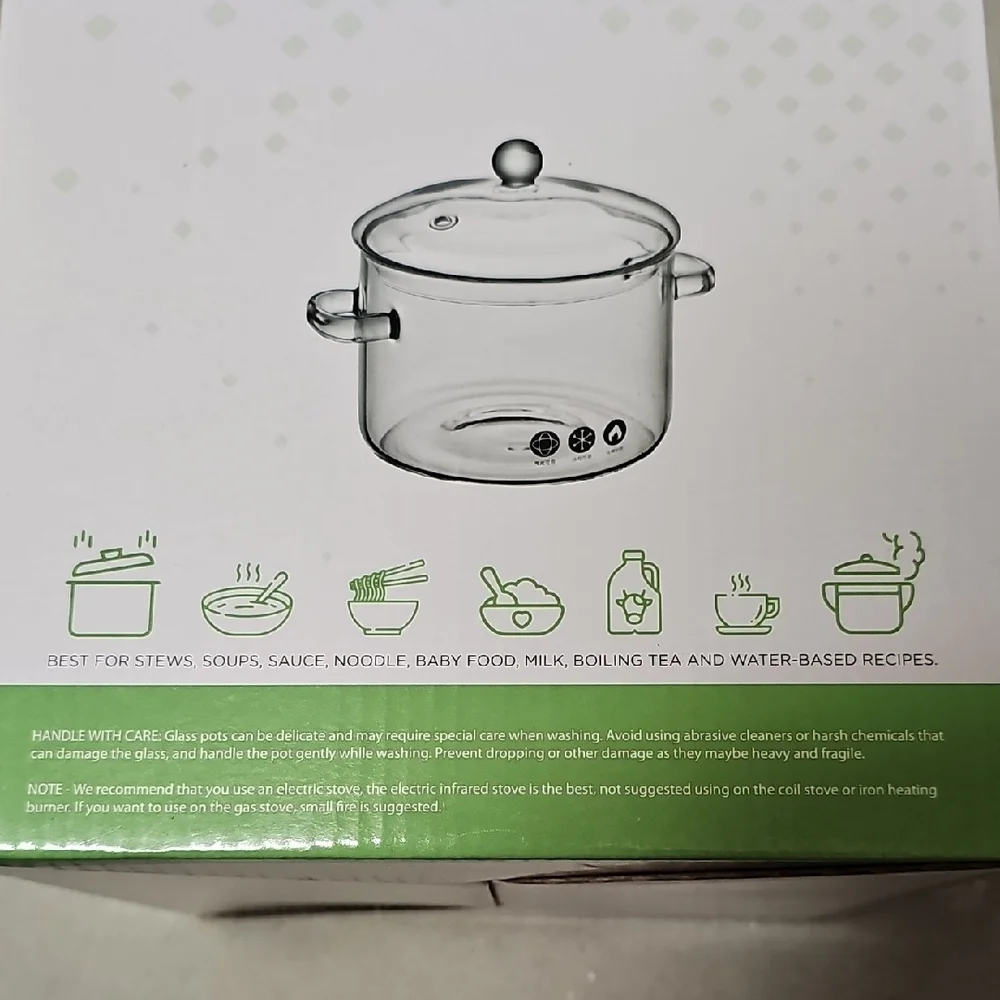 Nwt Glass Cooking Pot with Lid - Clear